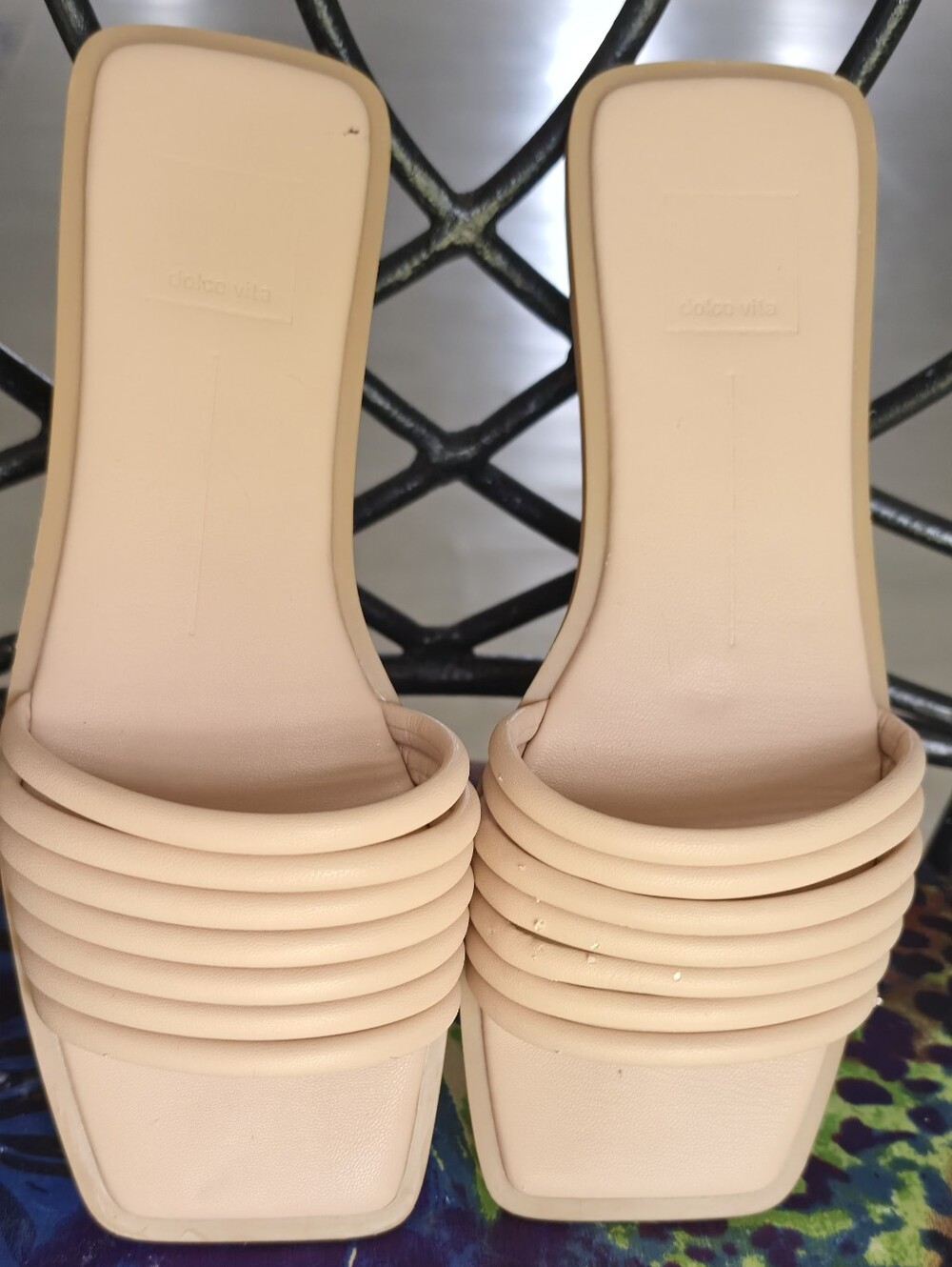 Dolce Vita White Square-Toe Slide Sandal